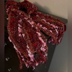 Fun Red and Pink Textured Scarf | Wrap